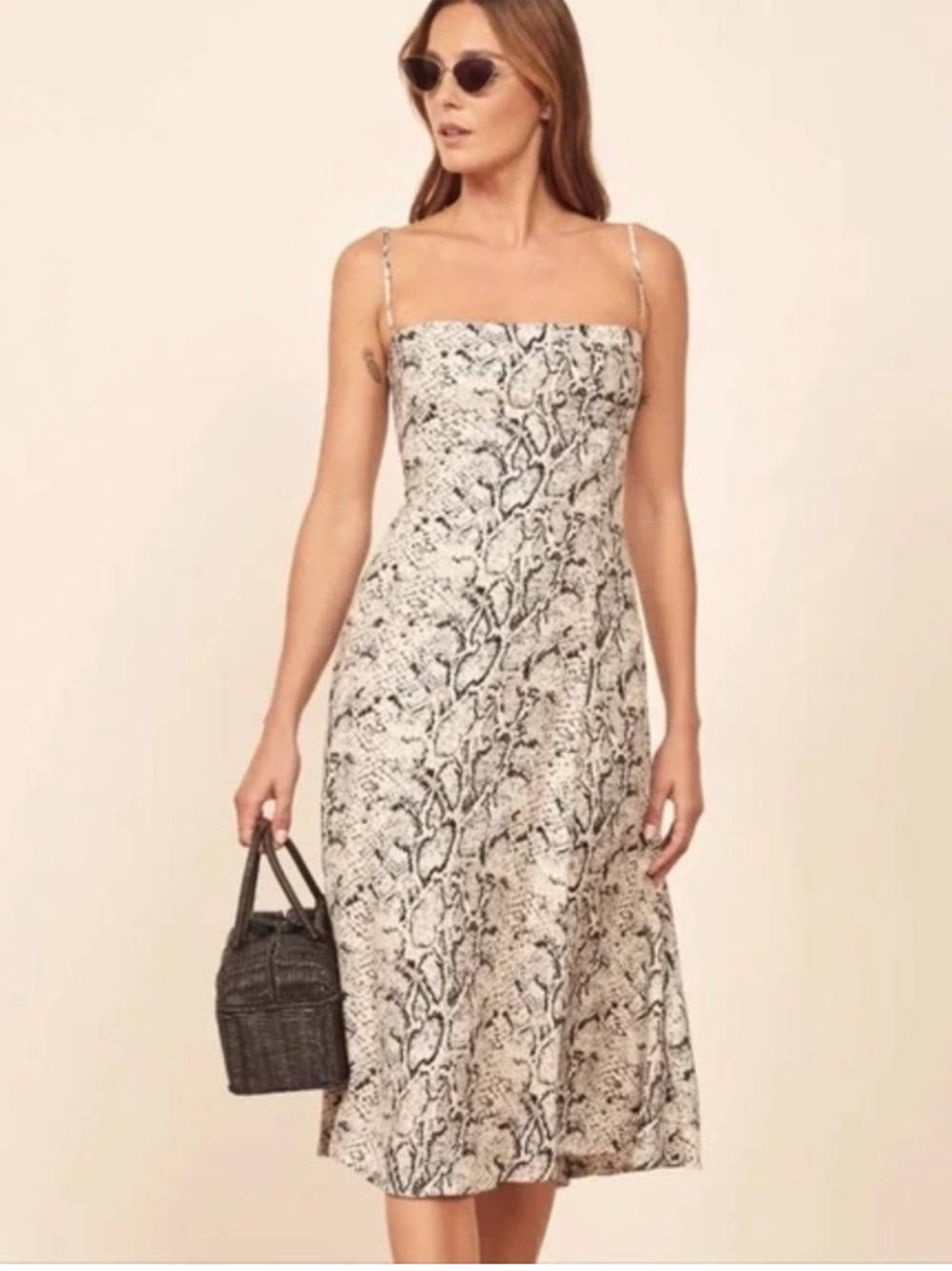 Reformation Vollare Snakeprint midi dress size 0 EUC